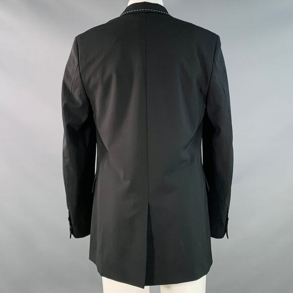 MSGM Size 34 Black Contrast Stitch Wool Blend Notch Lapel Sport Coat - Picture 4 of 10